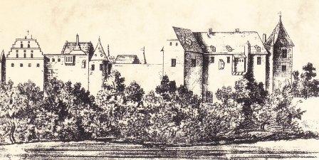 Burg Steinhausen um 1650, Zeichnung des Robert Stael von Holstein